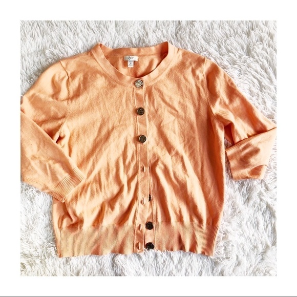 J. Jill Cardigan Orange Gold Buttons szM - Picture 2 of 5